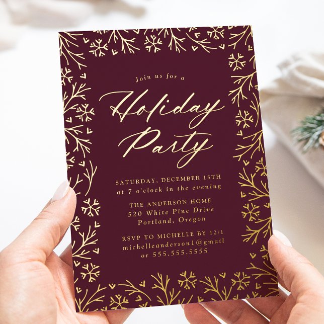 Elegant Purple and Gold Snowflake Holiday Party (Creator Uploaded)