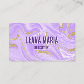 Elegant Purple and Gold Swirl Hair Salon Business Card