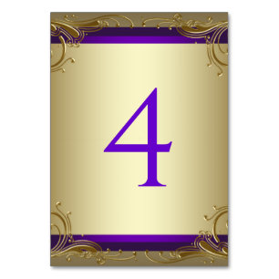 Elegant Purple and Gold Table Numbers