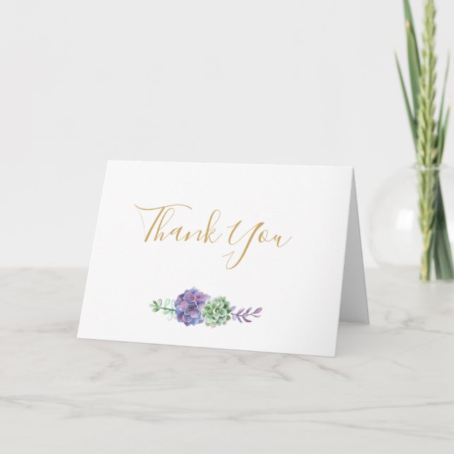 Elegant Purple and gold Thank you Card (Front)