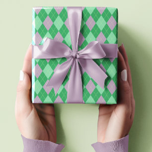 Elegant Purple and Green Argyle Pattern Girl Wrapping Paper