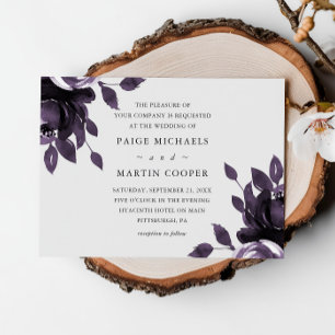 Elegant Purple and Grey Floral Wedding Invitation