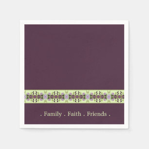 Elegant Purple and Mauve Floral Napkin