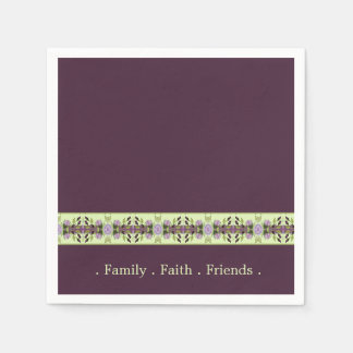 Elegant Purple and Mauve Floral Napkin