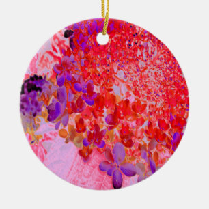 Elegant Purple and Orange Limelight Hydrangea Ceramic Ornament