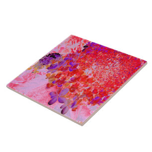 Elegant Purple and Orange Limelight Hydrangea Ceramic Tile