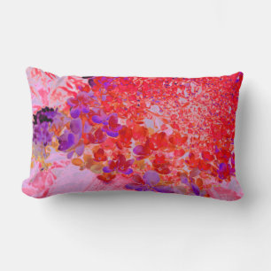 Elegant Purple and Orange Limelight Hydrangea Lumbar Cushion