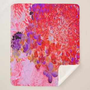 Elegant Purple and Orange Limelight Hydrangea Sherpa Blanket