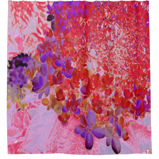 Elegant Purple and Orange Limelight Hydrangea Shower Curtain (Front)