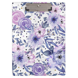 Elegant Purple and Pink Floral Clipboard