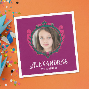 Elegant Purple And Pink Princess Royal Crest Photo Napkin