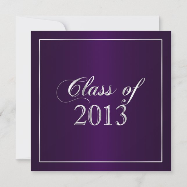 Elegant Purple and Silver Class of 2013 Invitation (Front)