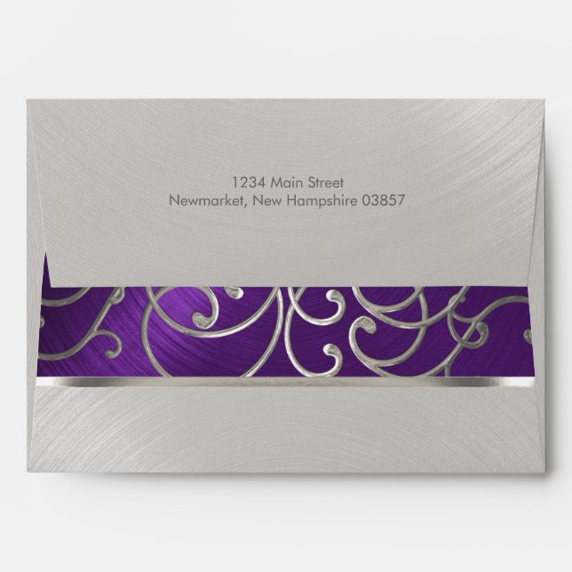 Elegant Purple and Silver Filigree Envelopes (Back (Top Flap))