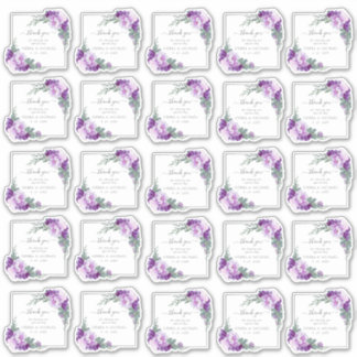 Elegant Purple and Silver Floral Wedding Thank You