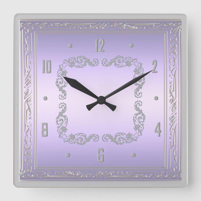 Elegant Purple and Silver Wall Clock (Front)