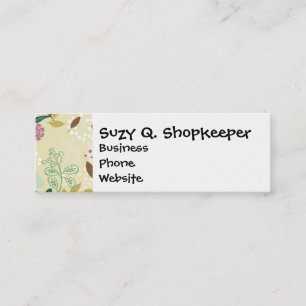 Elegant Purple and Turquoise Floral Leaf Design Mini Business Card