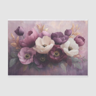 Elegant Purple and White Floral Bouquet  Tissue Paper