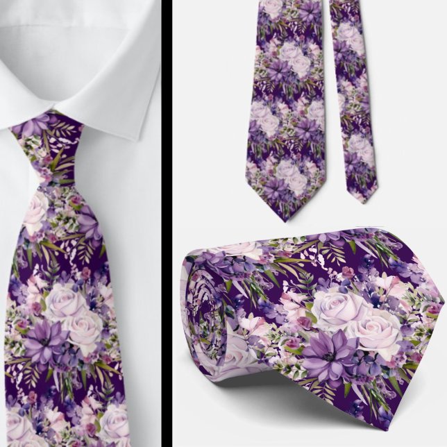 Elegant Purple and White Floral Neck Ties (Creator Uploaded)