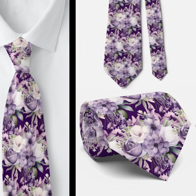 Elegant Purple and White Floral Neck Ties (Creator Uploaded)