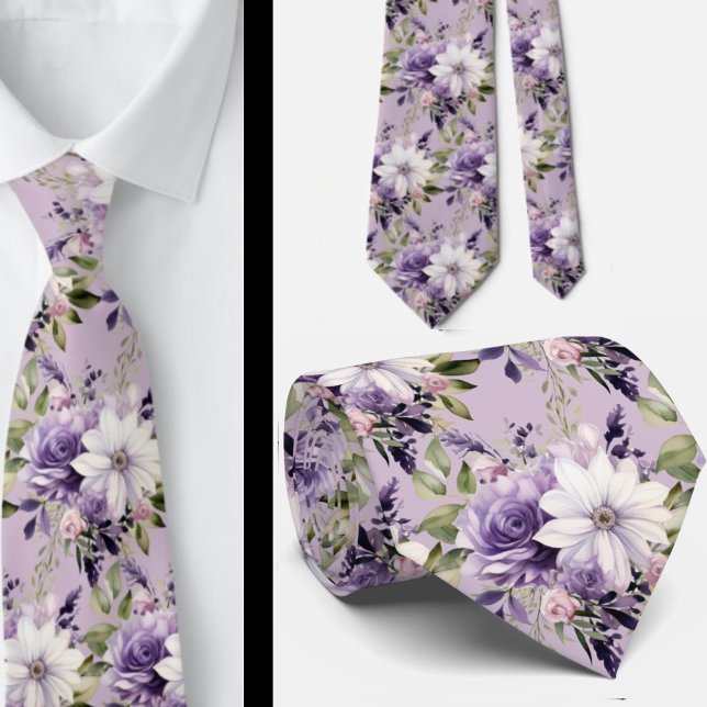Elegant Purple and White Floral Neck Ties (Creator Uploaded)
