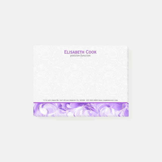 Elegant Purple And White Floral Sparkles Post-it Notes (Front)