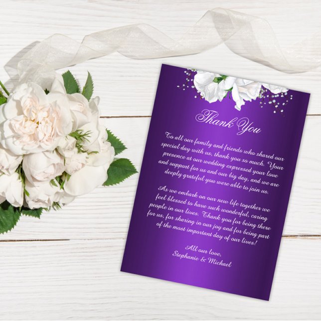 Elegant Purple and White Floral Wedding Thank You (Creator Uploaded)
