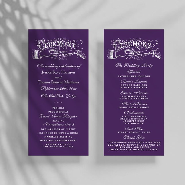 Elegant Purple And White Wedding Ceremony Programs (Creator Uploaded)