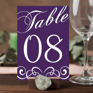 Elegant Purple And White Wedding Table Number