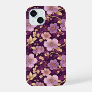 Elegant Purple Asian Floral iPhone 15 Case