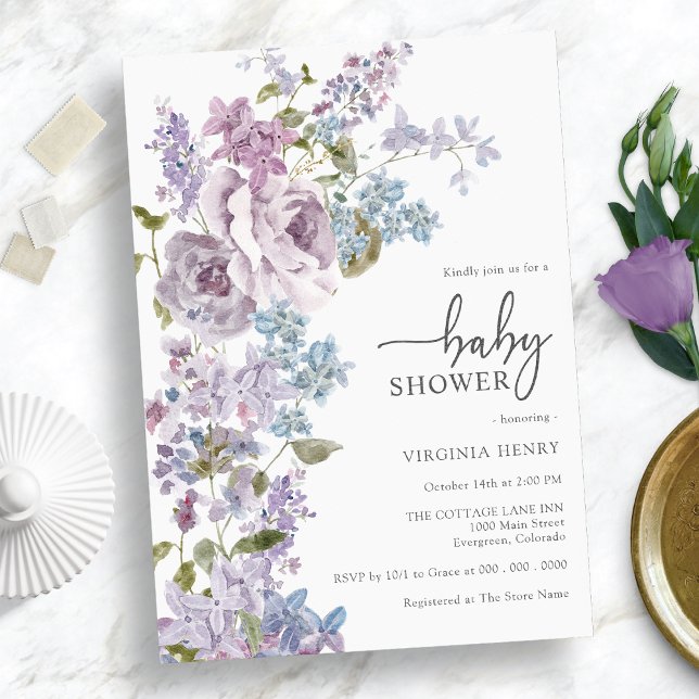 Elegant Purple Baby Shower Invitation (Elegant Purple Baby Shower Invitation)