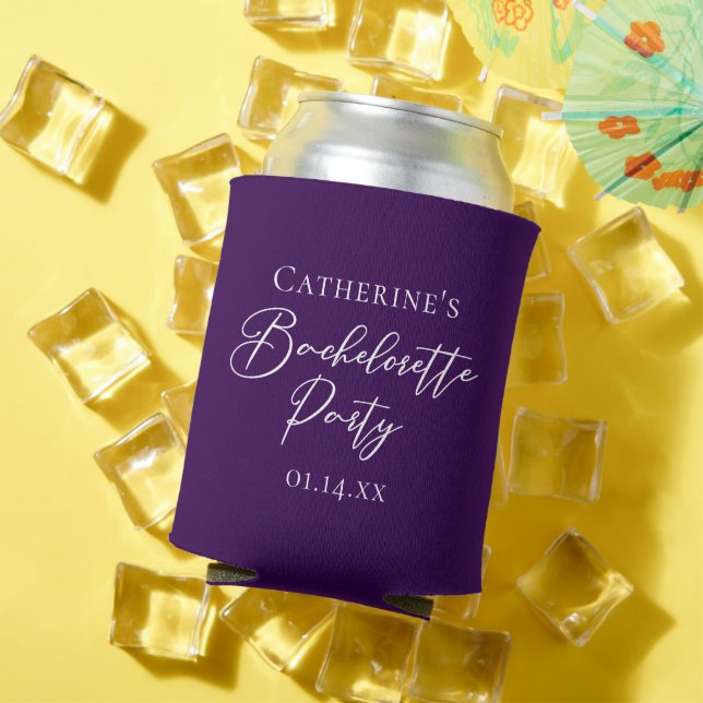 Elegant Purple Bachelorette Party Personalized Can Cooler (In Situ Summer)