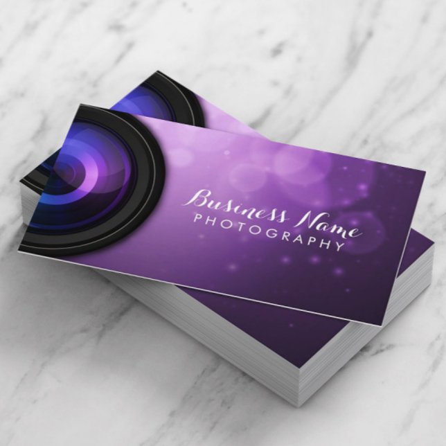 Elegant Purple Background Modern Photography Business Card (Creator Uploaded)