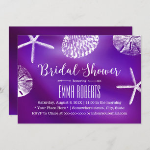 Elegant Purple Beach Wedding Bridal Shower Invitation