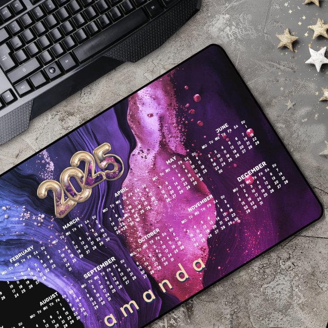 elegant purple black girly faux glitter marble desk mat (Creator Uploaded)