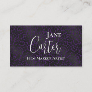 Elegant Purple Black Leopard Film Makeup Artist Business Card