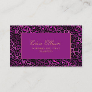 Elegant Purple Black Leopard Print Wedding Planner Business Card