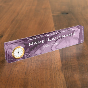 Elegant purple black marble nameplate