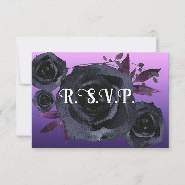 Elegant Purple Black Rose Photo RSVP Invitation (Front)
