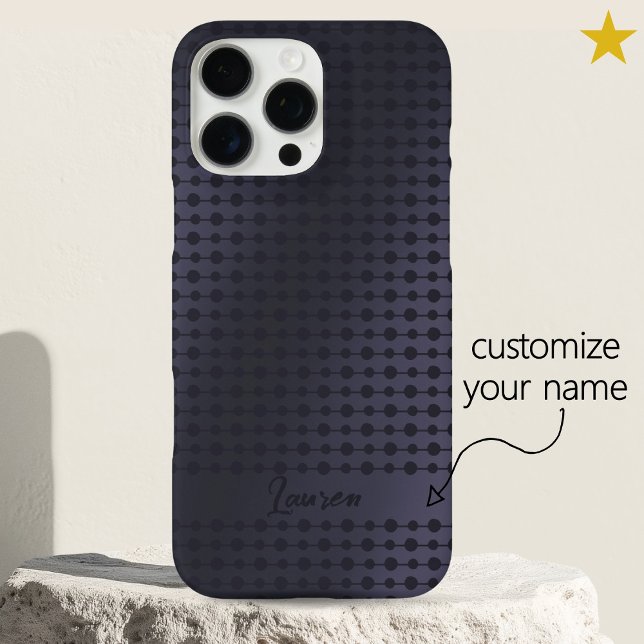 Elegant Purple Blue Dots Line Pattern Custom Name Case-Mate iPhone Case (Creator Uploaded)