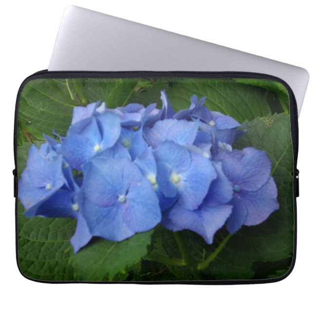 Elegant purple blue floral flower hydrangea  laptop sleeve (Front)