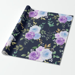 Elegant purple, blue  floral wrapping paper