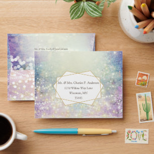 Elegant Purple Blue Gold Geometric Envelope