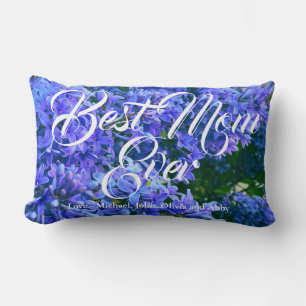 Elegant purple blue lilacs personalise best mum  lumbar cushion