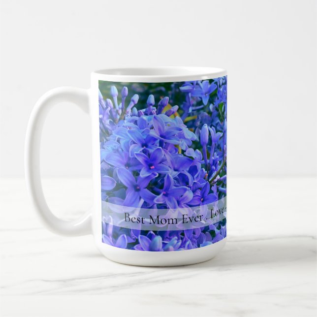 Elegant purple blue lilacs personalise  coffee mug (Left)