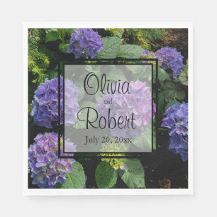 Elegant purple blue magenta florals hydrangeas napkin