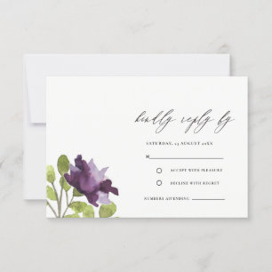 ELEGANT PURPLE BLUE WATERCOLOUR GOLD FLORAL RSVP INVITATION