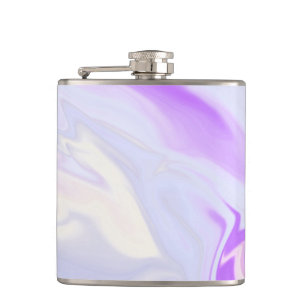 Elegant Purple Blue White Abstract Watercolor Hip Flask