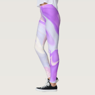 Elegant Purple Blue White Abstract Watercolor Leggings