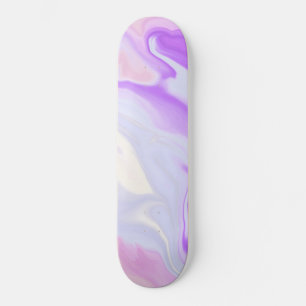 Elegant Purple Blue White Abstract Watercolor Skateboard