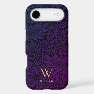 Elegant Purple Boho Botanical Pattern Monogram